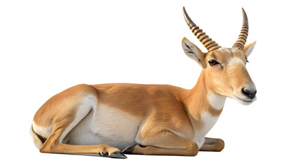 3D Saiga Antelope, It's getting sleepy. isolated on a transparent background