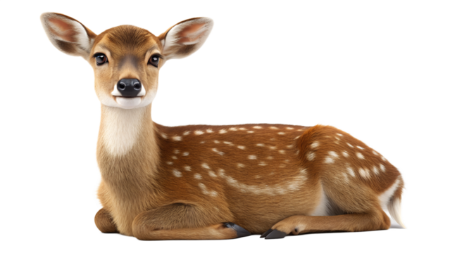Sika Deer, It's getting sleepy. isolated on a transparent background