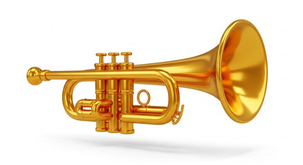 Obraz premium 3D Golden Trumpet on White Background