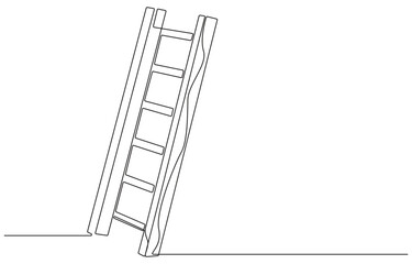 single line art ladder vector illustration.Abstract ladder, stepladder, continuous single line art drawing,Ladder, step-ladder, structure for climbing up. Continuous line drawing. 