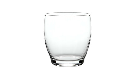 Clear glass tumbler with rounded bottom, slightly wider at top