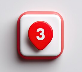 Red 3 pin icon on white square