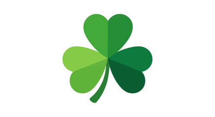 A vibrant green shamrock with three leaves, symbolizing Irish culture and St. Patrick's Day, set against a clean white background.