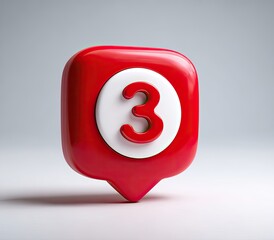 Red bubble icon with white circle and number three