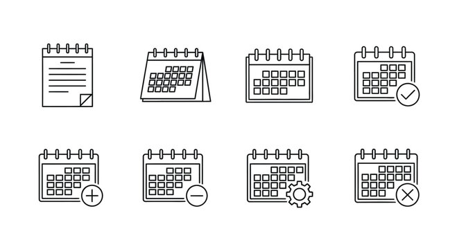 Hand drawn calendar icons with checkmarks and symbols - Powered by Adobe