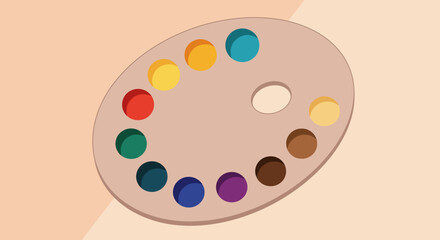Colorful Artist's Palette with Various Paint Colors Illustration
