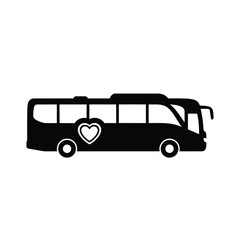 Black silhouette of a bus with a white heart emblem
