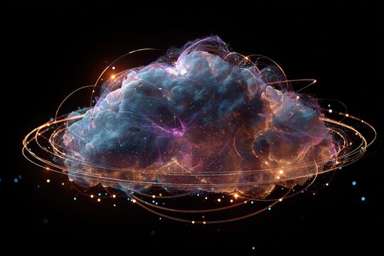 Abstract cloud with glowing rings - Powered by Adobe