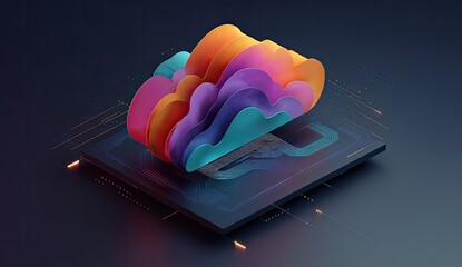 Colorful cloud over a circuit board