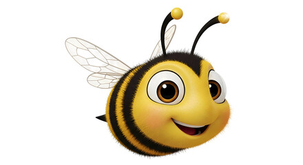 Obraz premium Cheerful cartoon bee with bright eyes and striped body