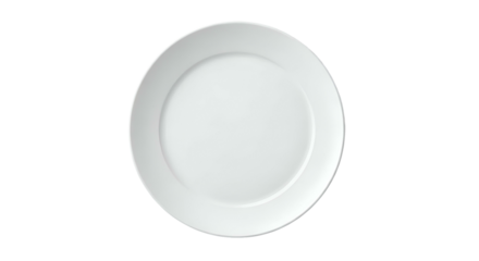Simple, bright white, empty round plate on a black background