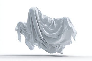Ghostly white fabric draped in mid-air