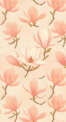 Watercolor floral pattern magnolia flowers