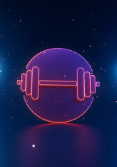 Weightlifting barbell icon on circle with glow effect