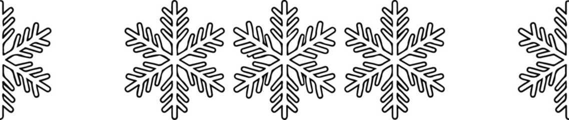 Obraz premium Christmas Snowflake Border ClipArt, Merry Christmas illustration, Xmas Outline Sublimation, Winter holiday Graphic