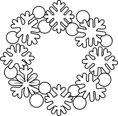 Christmas  Snowflake Wreath Frame ClipArt, Merry Christmas illustration, Xmas Outline Sublimation, Winter holiday Graphic