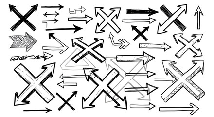 Collection of hand drawn sketch arrows vector design elements direction pointers navigation guide icons set 100char