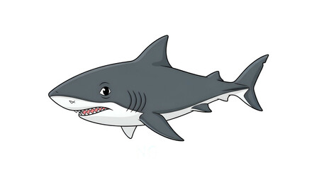 Obraz premium Cartoon-style shark with sharp teeth against a black backdrop