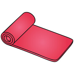 Rolled Yoga Exercise Mat Vector Illustration Fitness Doodle