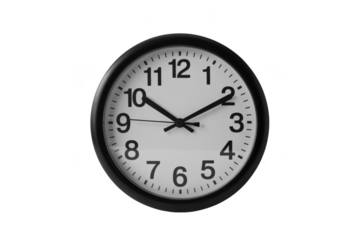 Round analog clock isolated on transparent background