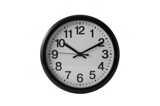 Round analog clock isolated on transparent background