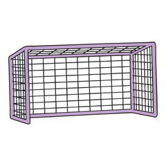 Soccer Football Goal Net Violet Vector Illustration Isolated Doodle