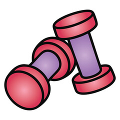 Pair of Dumbbells Violet Vector Illustration Isolated Fitness Equipment Doodle