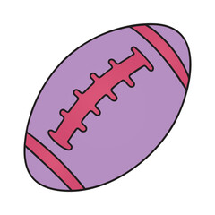 American Football Ball Violet Vector Illustration Isolated Sport Game Doodle