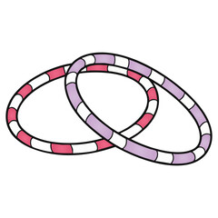Pair of Hula Hoops Violet Vector Illustration Cardio Fitness Doodle