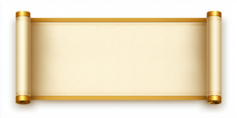 The golden scroll stands alone on the white background