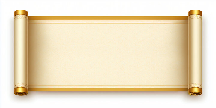 The golden scroll stands alone on the white background