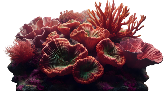 Red coral reef isolated on white background