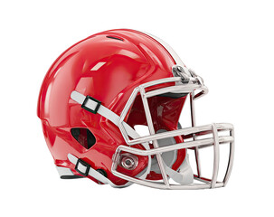 Red football helmet, side view, with white facemask