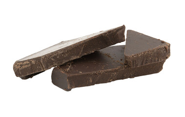 Chocolate pieces isolated on a white background
