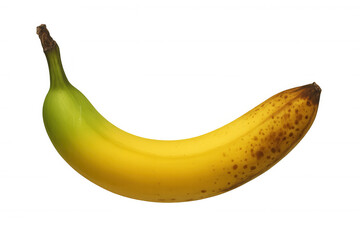 Banana fruit changing color from green to yellow, showing ripening process, with transparent background