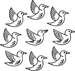 Clean black and white vector illustration of brid  icons like 3.eps