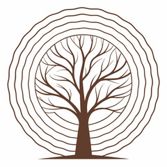 Brown tree graphic inside concentric rings symbolizing growth