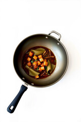 A Wok Deep Pan On A White Background