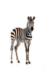 A Zebra Standing Tall On A White Background