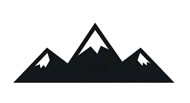 Mountain range silhouette, dark gray against a black background