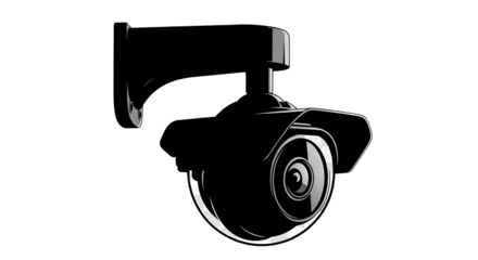 Security camera illustration against a solid black background