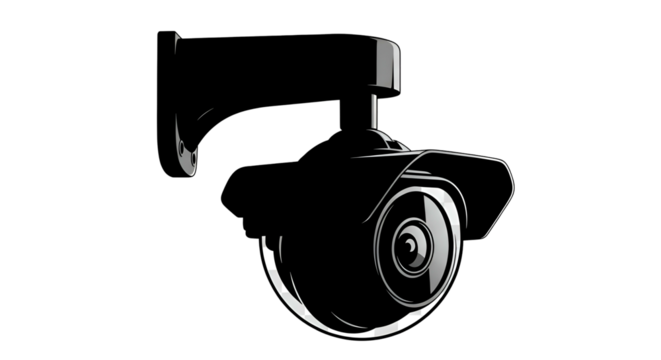 Security camera illustration against a solid black background