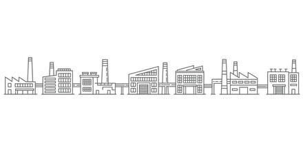 Fototapeta premium Industrial factory skyline silhouette sketch in black and white