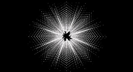 Abstract White Light Burst on Black Background.