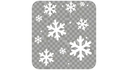 Snowflakes fall on checkerboard; winter overlay graphic