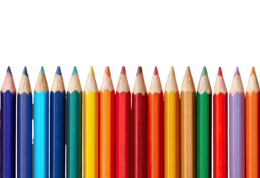 Colorful pencils in a horizontal row (1)