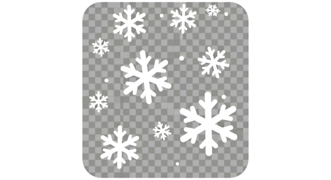Snowflakes fall on checkerboard; winter overlay graphic