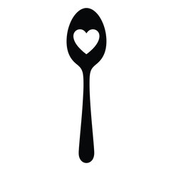 Black spoon with heart cutout on white background vector