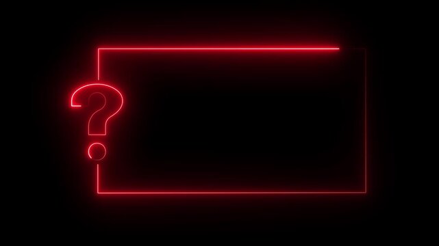 Quiz neon line animation template with multiple choice option selection and black background, interactive challenge game design.	
