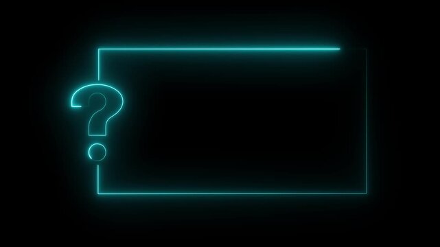Quiz neon line animation template with multiple choice option selection and black background, interactive challenge game design.	